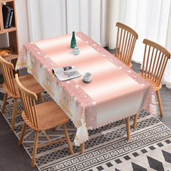 Aperturee - Aperturee Pink Glitter Pattern 6th Birthday Rectangle Tablecloth