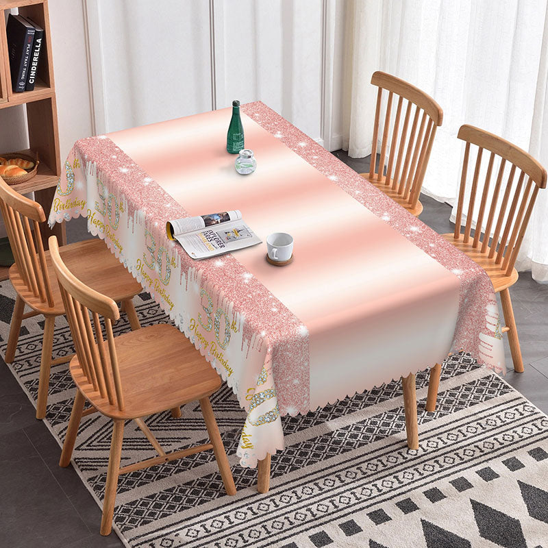 Aperturee - Aperturee Pink Glitter Pattern 30th Birthday Rectangle Tablecloth