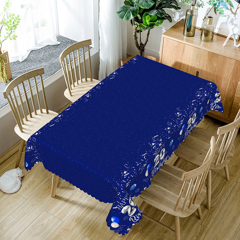 Aperturee - Aperturee Royal Blue 20th Happy Birthday Rectangle Tablecloth