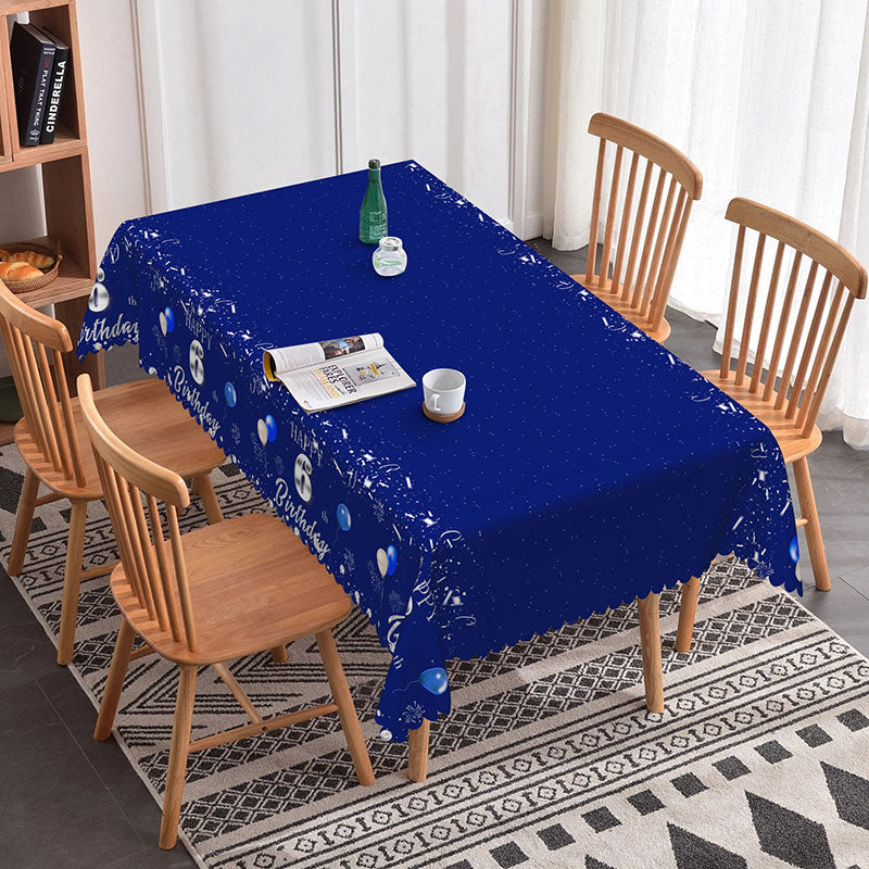 Aperturee - Aperturee Royal Blue 6th Boy Birthday Rectangle Tablecloth