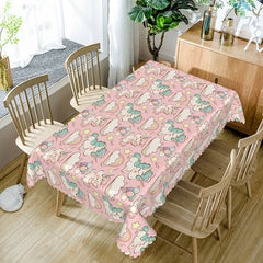 Aperturee - Aperturee Pink Unicorn Cute Rainbow Rectangle Tablecloth