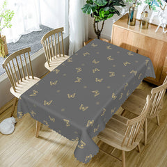 Aperturee - Aperturee Gold Butterfly Grey Morden Rectangle Tablecloth