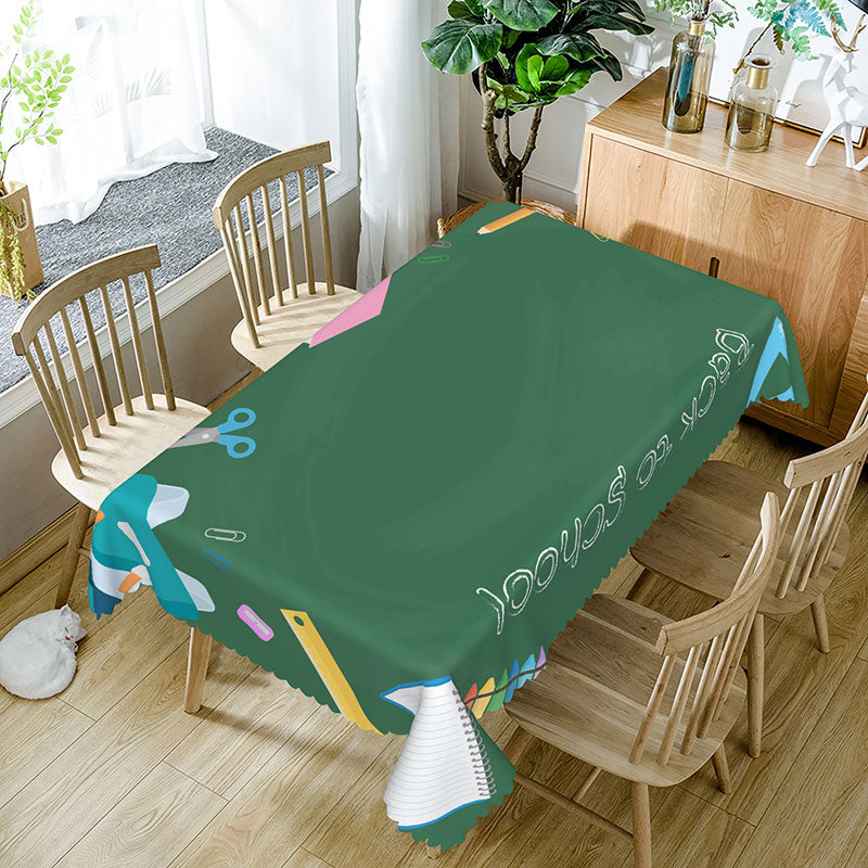 Aperturee - Aperturee Back To School Green Blackboard Rectangle Tablecloth