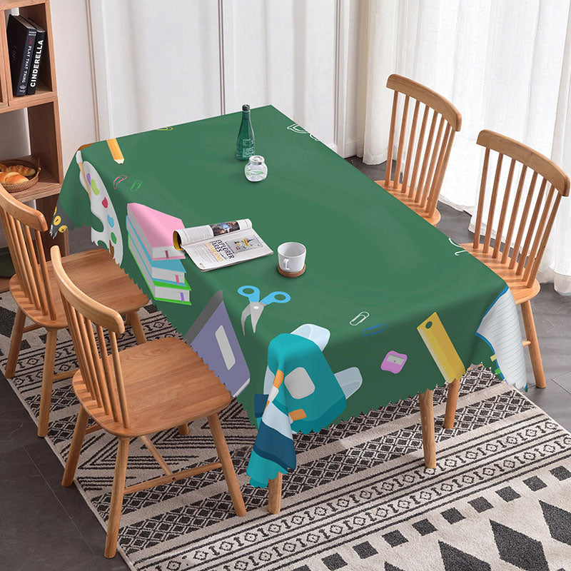 Aperturee - Aperturee Back To School Green Blackboard Rectangle Tablecloth