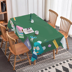 Aperturee - Aperturee Back To School Green Blackboard Rectangle Tablecloth