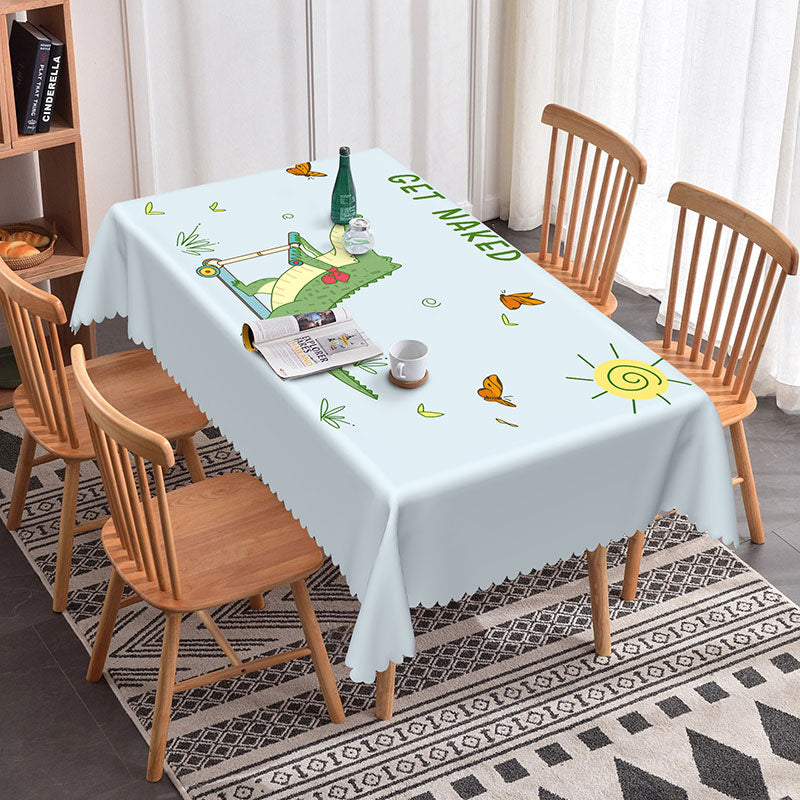 Aperturee - Aperturee Get Naked Dinosaur Sunny Rectangle Tablecloth