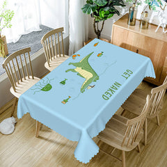 Aperturee - Aperturee Blue Dinosaur Diving Cartoon Rectangle Tablecloth