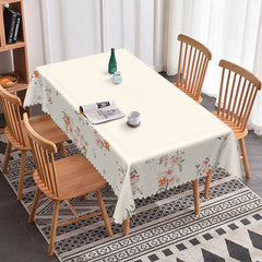 Aperturee - Aperturee Modern Wooden Dining Elegant Pink Flower Tablecloth