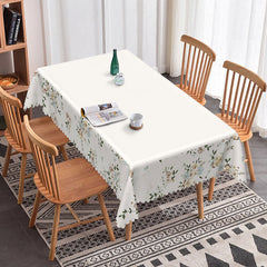 Aperturee - Aperturee Elegant White Dining Blossom Pastel Blue Tablecloth