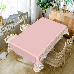 Aperturee - Aperturee Magical Pink Cute Unicorn Themed Cartoon Tablecloth