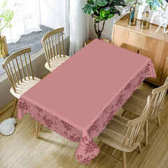 Aperturee - Aperturee Deep Purple Flowers Lace Edging Elegant Tablecloth