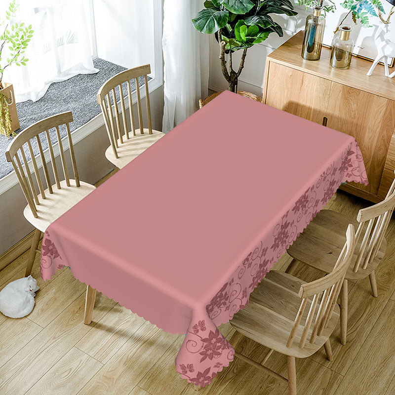 Aperturee - Aperturee Deep Purple Flower Lace Edging Elegant Tablecloth