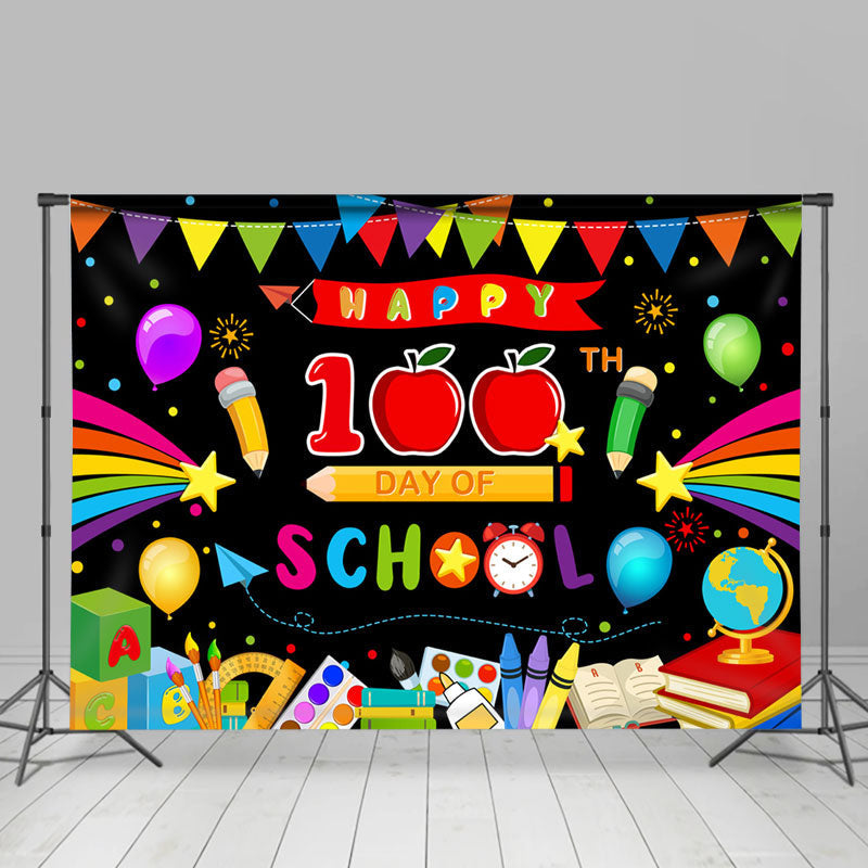 Aperturee - 100th Day Apple Pen Black Back To School Backdrop