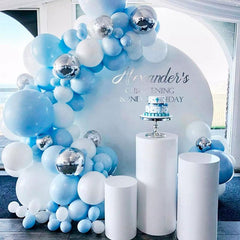 Aperturee Sky Blue 139 Pack Balloon Arch Kit | Party Decorations - White | Silver