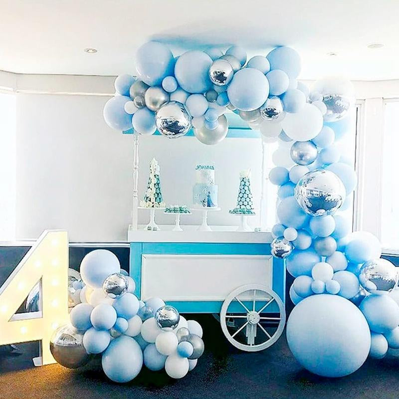 Aperturee Sky Blue 139 Pack Balloon Arch Kit | Party Decorations - White | Silver