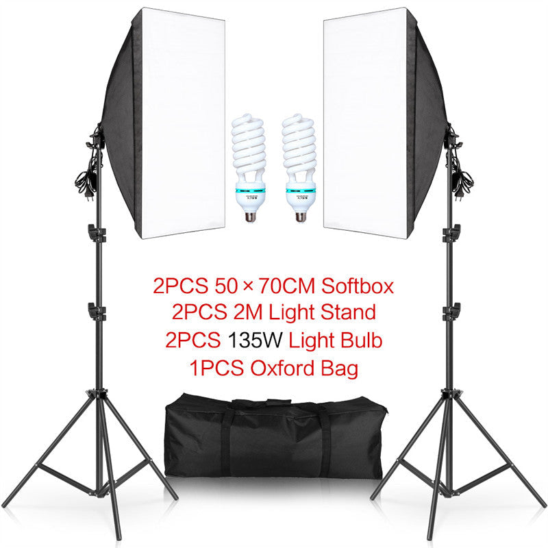 Aperturee - 2 Pcs Black Photography Softbox Lights Foldable Stand