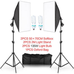 Aperturee - 2 Pcs Black Photography Softbox Lights Foldable Stand