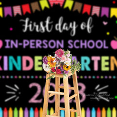 Aperturee - 2023 First Day Kindergarten Back To School Backdrop