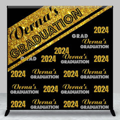 Aperturee - 2024 Golden Black Repeat Custom Graduation Backdrop