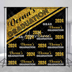 Aperturee - 2024 Golden Black Repeat Custom Graduation Backdrop