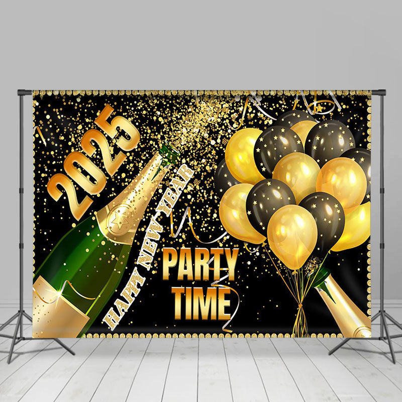 Aperturee - 2025 Party Time Champagne Balloons New Year Backdrop