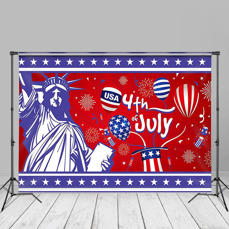 Aperturee - 4th July Statue Of Liberty Red Independence Day Backdrop