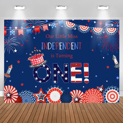 Aperturee - 4Th of July Girls Happy First Birthday Party Backdrop