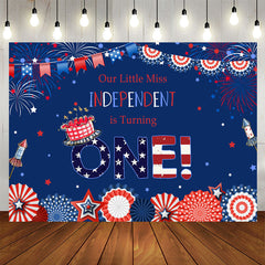 Aperturee - 4Th of July Girls Happy First Birthday Party Backdrop