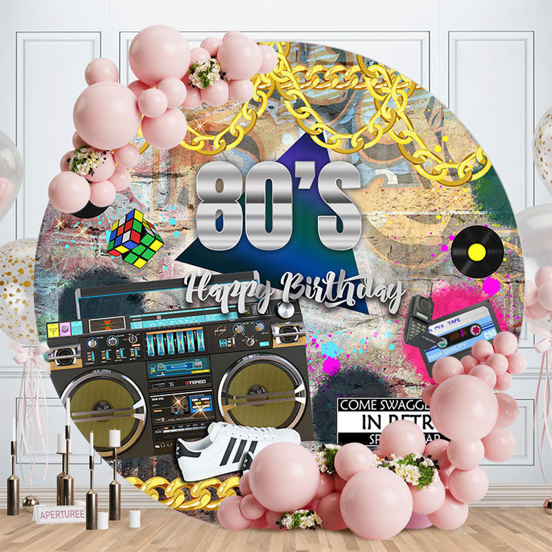 Aperturee - 80S Hip Hop Dance Party Happy Birthday Backdrop