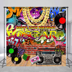 Aperturee - 90s Retro Graffiti Custom Birthday Backdrop