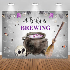 Aperturee - A Baby Is Brewing Halloween Themed Baby Shower Backdrop