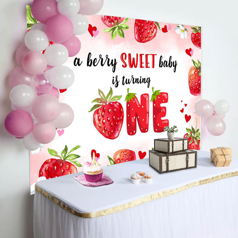 Aperturee - A Berry Sweet Baby Is Turning One Birthday Backdrop