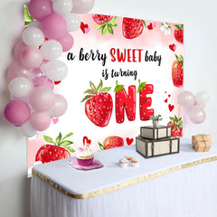 Aperturee - A Berry Sweet Baby Is Turning One Birthday Backdrop