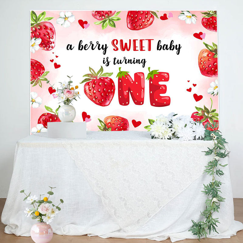 Aperturee - A Berry Sweet Baby Is Turning One Birthday Backdrop