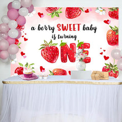 Aperturee - A Berry Sweet Baby Is Turning One Birthday Backdrop