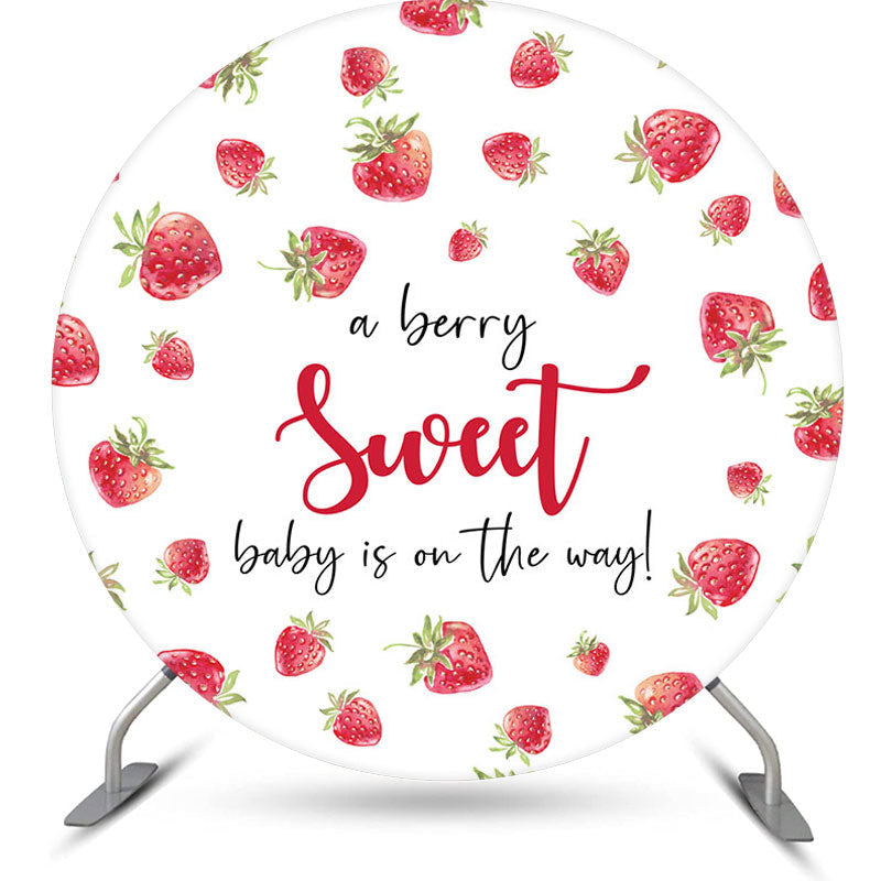 Aperturee - A Berry Sweet Fruit White Round Baby Shower Backdrop