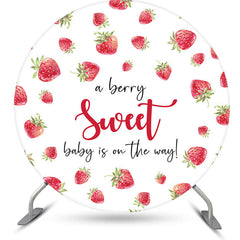 Aperturee - A Berry Sweet Fruit White Round Baby Shower Backdrop