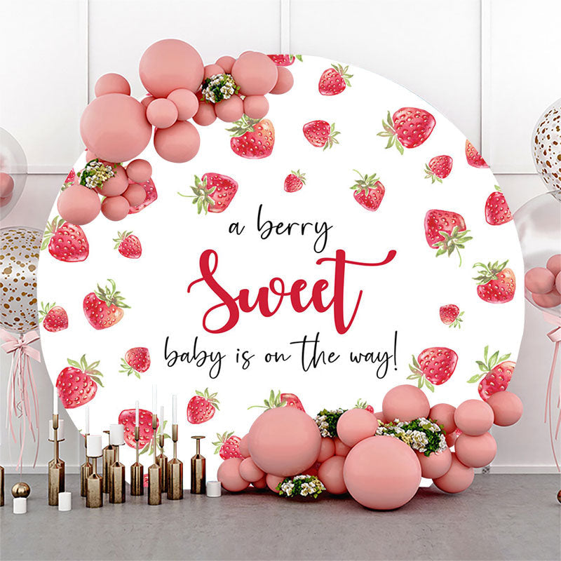 Aperturee - A Berry Sweet Fruit White Round Baby Shower Backdrop