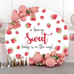 Aperturee - A Berry Sweet Fruit White Round Baby Shower Backdrop