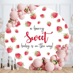 Aperturee - A Berry Sweet Fruit White Round Baby Shower Backdrop