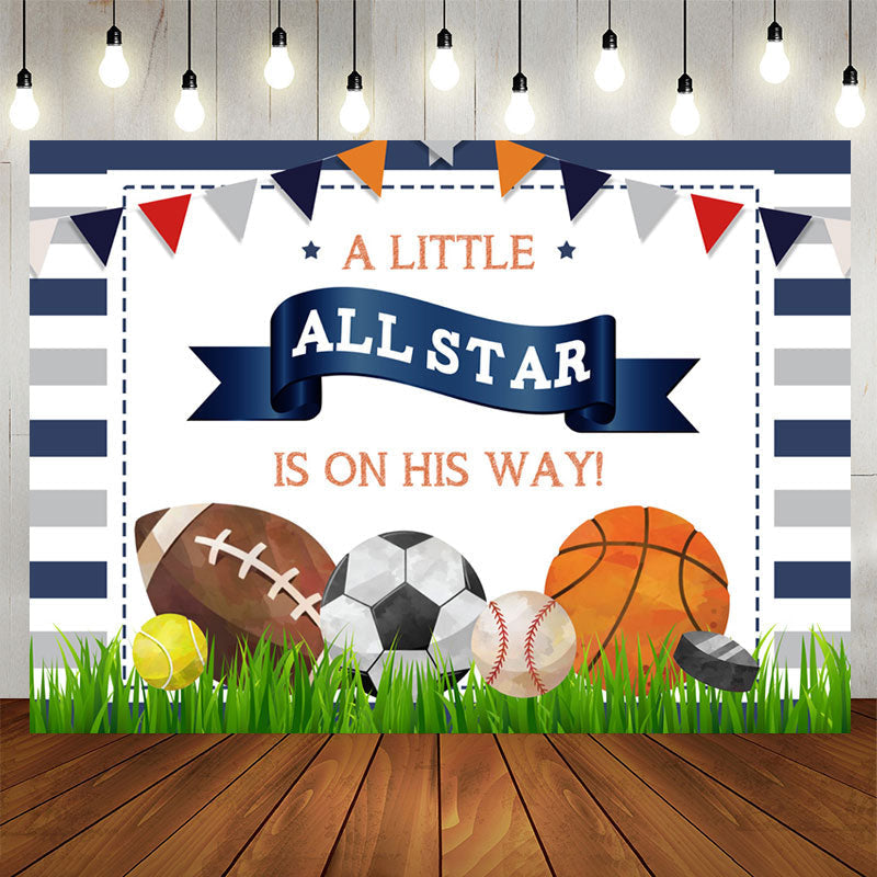 Aperturee - A Little All Star Is On His Way Baby Shower Backdrop