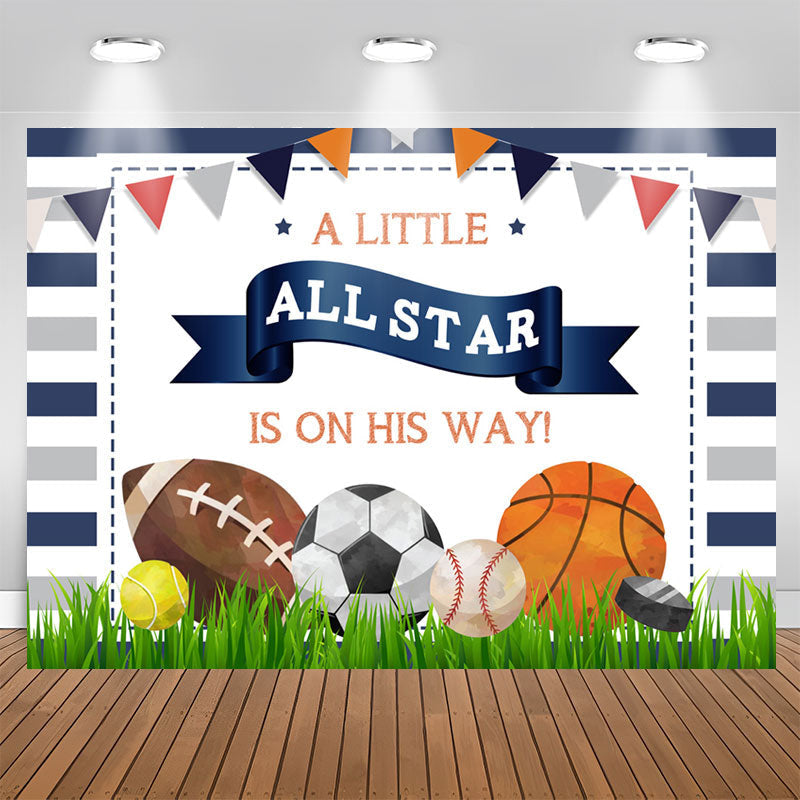 Aperturee - A Little All Star Is On His Way Baby Shower Backdrop