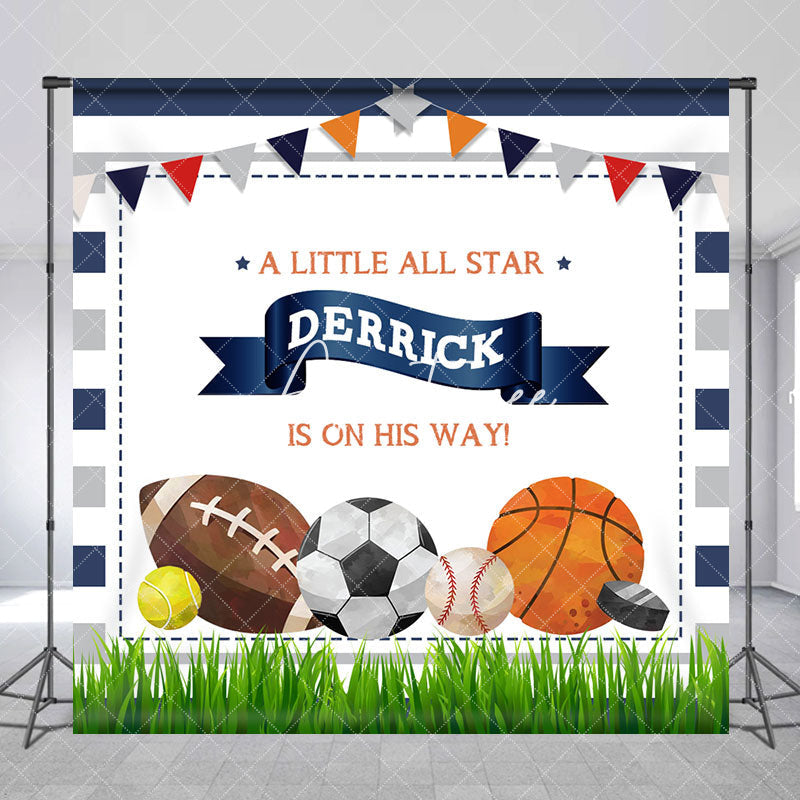 Aperturee - A Little All Star Sports Custom Baby Shower Backdrop