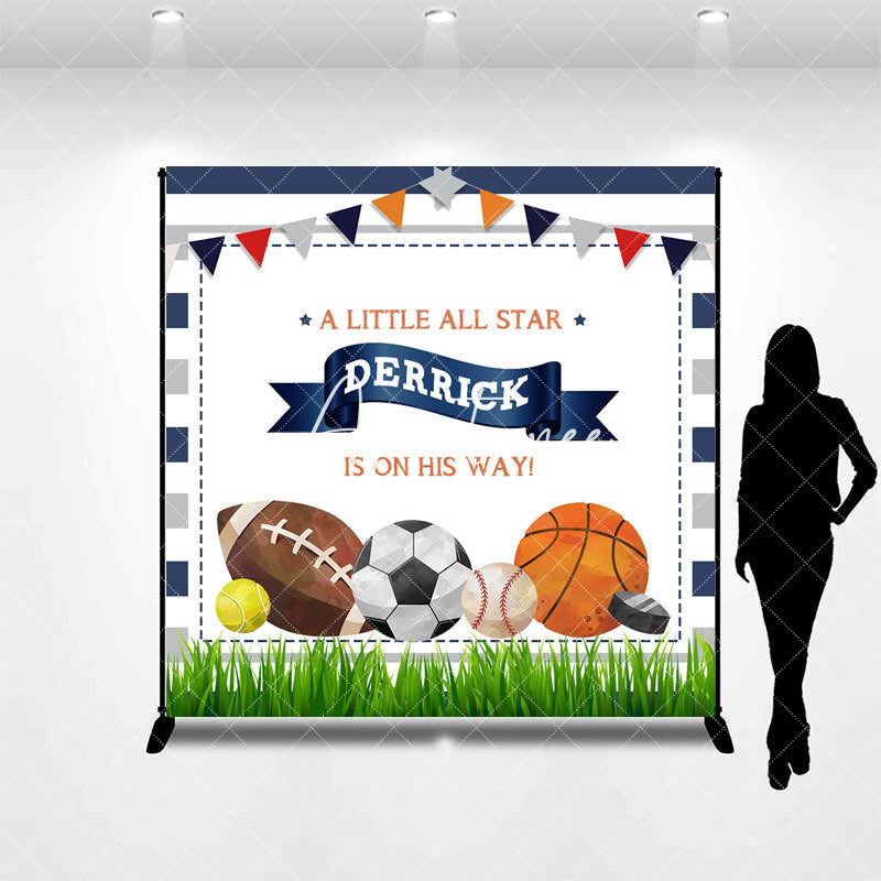 Aperturee - A Little All Star Sports Custom Baby Shower Backdrop