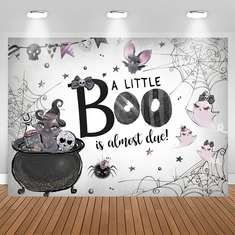 Aperturee - A Little Boo Is Almost Due Halloween Baby Shower Backdrop