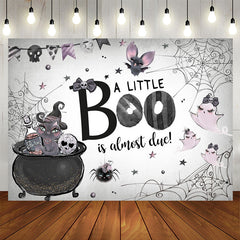 Aperturee - A Little Boo Is Almost Due Halloween Baby Shower Backdrop