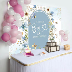 Aperturee - A Little Boy On The Way Florals Baby Shower Backdrop