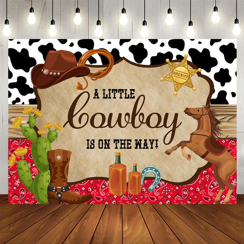 Aperturee - A Little Cowboy Is On The Way Baby Shower Backdrop