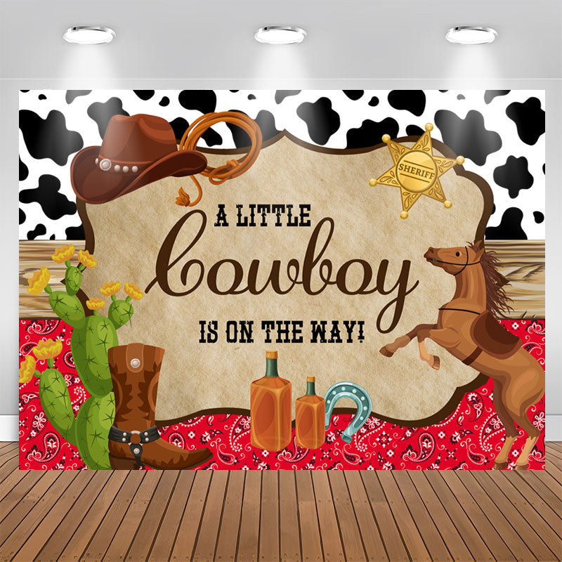 Aperturee - A Little Cowboy Is On The Way Baby Shower Backdrop