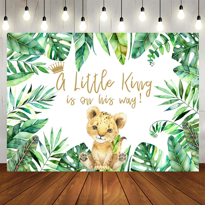 Aperturee - A Little King Is On His Way Safari Baby Shower Backdrop